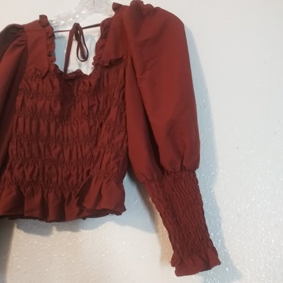 Milk & Honey women's size L rust colored long sleeve blouse - Picture 8 of 15